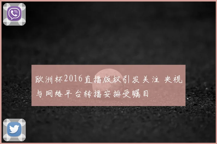 欧洲杯2016直播版权引发关注 央视与网络平台转播安排受瞩目